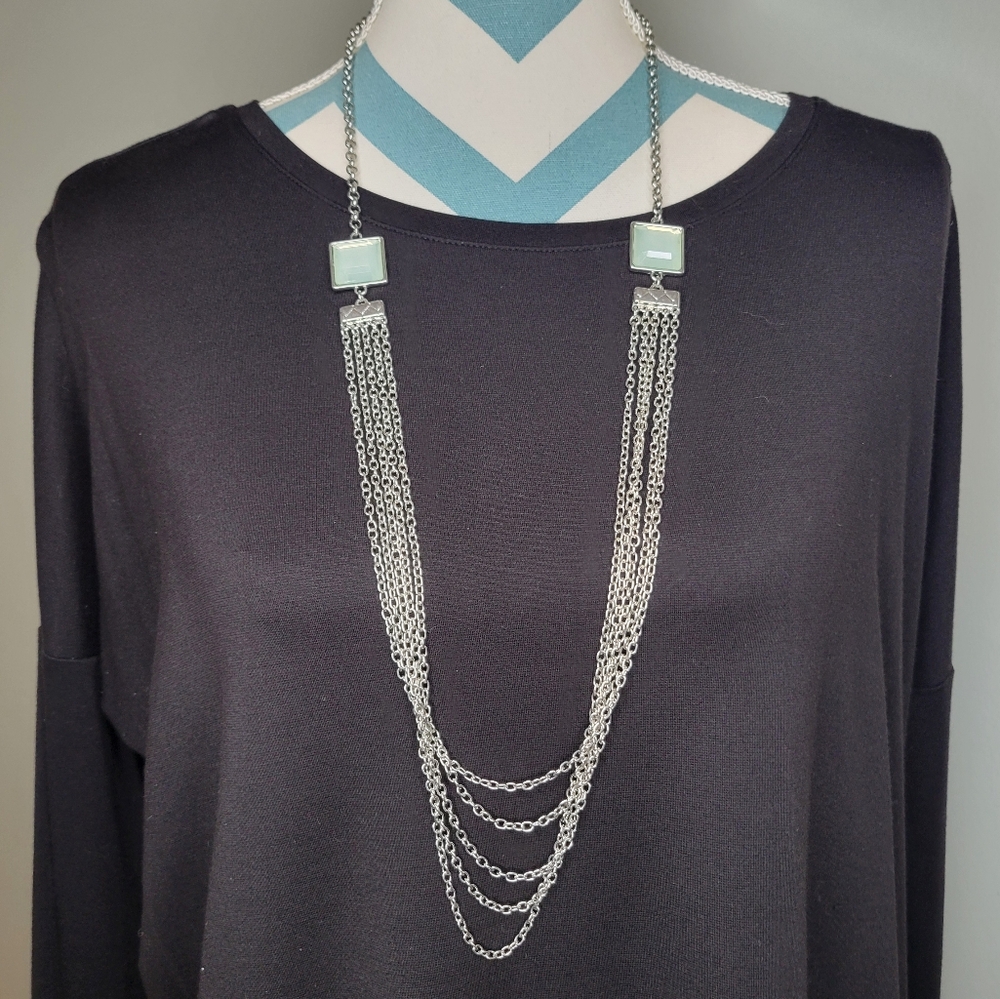 Banana Republic Silver Layered Rolo Chain Necklace